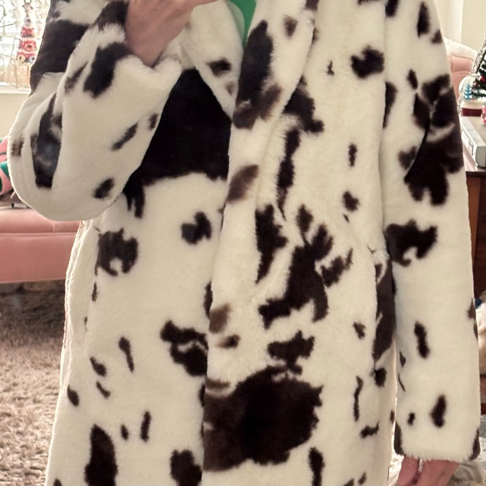 Women's faux fur mid length coat